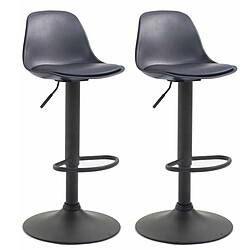 Non Lot de 2 tabourets de bar Kiel plastique noir