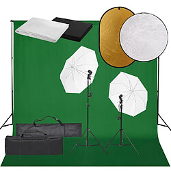 vidaXL Kit de studio photo avec éclairage toile de fond et réflecteur