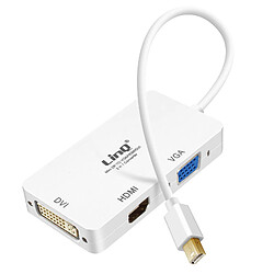 Adaptateur Mini DisplayPort vers VGA HDMI DVI Full HD 1080p LinQ