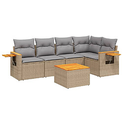 vidaXL Salon de jardin avec coussins 6 pcs beige résine tressée