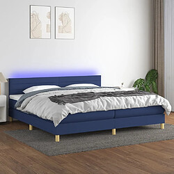 Sommier à lattes,Cadre à lattes de lit et matelas et LED pour Adulte Bleu 200x200 cm Tissu -MN87160