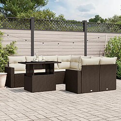 vidaXL Salon de jardin avec coussins 9 pcs marron résine tressée 