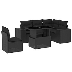 vidaXL Salon de jardin 6 pcs avec coussins noir résine tressée