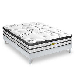 MAISON AUBERTIN Sommier Blanc + matelas Ressorts 140x190