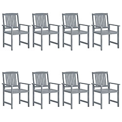 Avis Maison Chic Lot de 8 Chaises de jardin avec coussins | chaises d'extérieur | Fauteuil Relax Bois d'acacia solide Gris -GKD78778