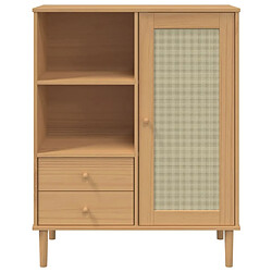 Acheter vidaXL Buffet SENJA aspect rotin marron 90x40x112cm bois massif de pin