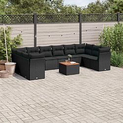 Maison Chic Salon de jardin 11 pcs avec coussins, Ensemble Tables et chaises d'extérieur noir résine tressée -GKD386327