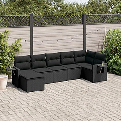 Maison Chic Ensemble Tables et chaises d'extérieur 7pcs avec coussins,Salon de jardin noir résine tressée -GKD244457