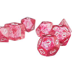 Avis 7pcs / Set Donjons De Jeux Trpg & Dragons Glitter D4-d20 Multi-côtés Dés Rose