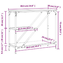 vidaXL Table console chêne fumé 88,5x30x75 cm bois d'ingénierie pas cher