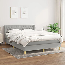 vidaXL Sommier à lattes de lit avec matelas Gris clair 140x190cm Tissu 