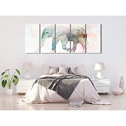 Decoshop26 Tableau toile de décoration murale impression premium en 5 parties sur châssis en bois motif Éléphant peint 100x40 cm 11_0015180