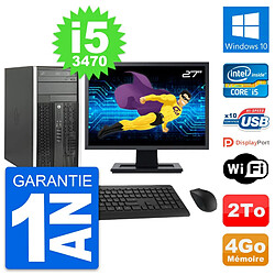 PC Tour HP Pro 6300 CMT Ecran 27" i5-3470 RAM 4Go Disque Dur 2To Windows 10 Wifi · Occasion 