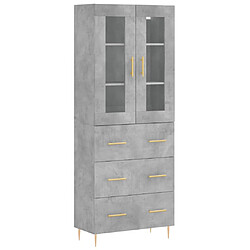 vidaXL Buffet haut Gris béton 69,5x34x180 cm Bois d'ingénierie