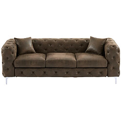 Vente-Unique Canapé 3 places chesterfield en microfibre aspect cuir vieilli EDWINA