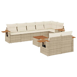 Maison Chic Salon de jardin avec coussins 9 pcs | Ensemble de Table et chaises | Mobilier d'Extérieur beige résine tressée -GKD88460