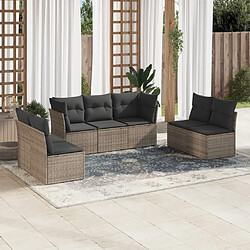 vidaXL Salon de jardin avec coussins 7 pcs gris résine tressée 