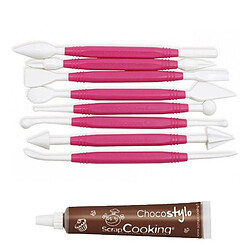 Scrapcooking 8 outils pâte à sucre + 1 Stylo chocolat