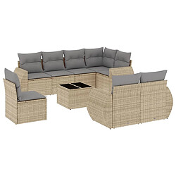 Maison Chic Salon de jardin avec coussins 9 pcs | Ensemble de Table et chaises | Mobilier d'Extérieur beige résine tressée -GKD83677