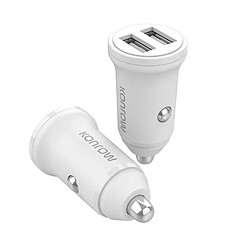 Konrow KCC12AAW - Adaptateur Allume-cigare 2 Ports USB A - Charge rapide 12W, Blanc (Compatible, Blister) pas cher