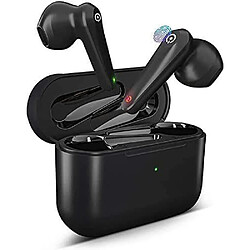 Chrono Casque Bluetooth intra-auriculaire, casque sans fil avec basses amplifiées, casque sport sans fil avec 2 microphones, commande tactile, USB-C Quick Charge, boîtier de recharge sans fil, étanche(noir)