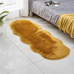 LUUCOZK Tapis moelleux en fausse fourrure tapis à poils longs pour chambre à coucher salon-couleur camel jaune-60 x180cm