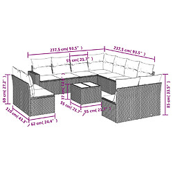 Avis Maison Chic Salon de jardin avec coussins 12 pcs | Ensemble de Table et chaises | Mobilier d'Extérieur beige résine tressée -GKD99364