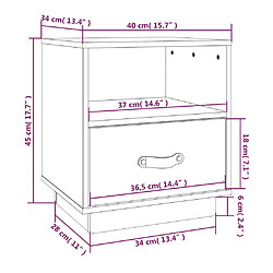 vidaXL Tables de chevet 2pcs Marron miel 40x34x45cm Bois de pin massif pas cher