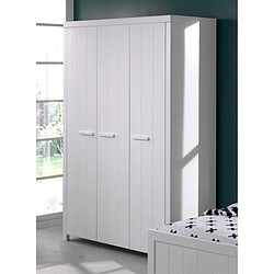 Avis Mes Armoire 3 portes 144x57,5x205,5 cm en pin blanc - VICKY