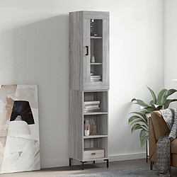 vidaXL Buffet haut Sonoma gris 34,5x34x180 cm Bois d'ingénierie