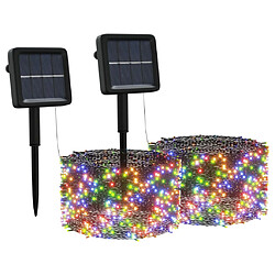 vidaXL Lampes solaires 2 pcs 2x200 LED Multicolore Intérieur Extérieur