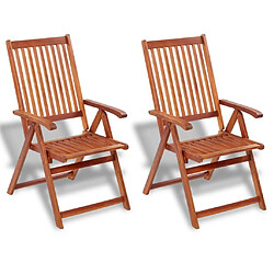 Maison Chic Lot de 2 Chaises pliables de jardin - Fauteuil d'extérieur Bois solide d'acacia Marron -MN46027