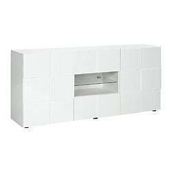 Vente-Unique Buffet CALISTO - LEDs - 2 portes & 2 tiroirs - Blanc laqué pas cher