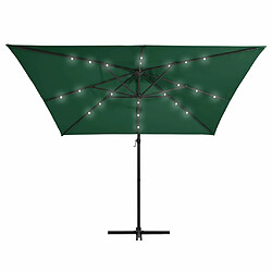 Avis Maison Chic Parasol Jardin | Parasol déporté avec LED et mat en acier 250x250 cm Vert - GKD47513