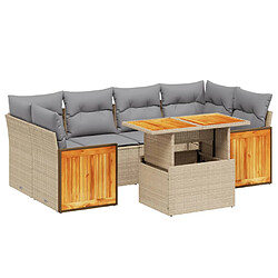 vidaXL Salon de jardin avec coussins 7 pcs beige résine tressée