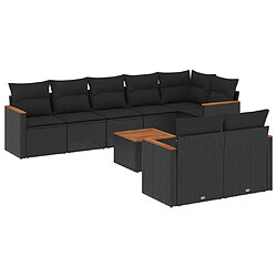 Maison Chic Ensemble Tables et chaises d'extérieur 9 pcs avec coussins,Salon de jardin noir résine tressée -GKD138593