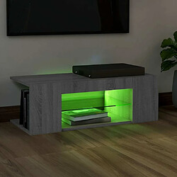 Acheter Maison Chic Meubles TV avec lumières LED - Banc TV pour salon Sonoma gris 90x39x30 cm -MN52193