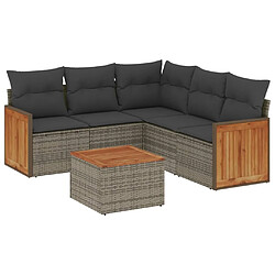 Maison Chic Ensemble Tables et chaises d'extérieur 6pcs avec coussins,Salon de jardin gris résine tressée -GKD347851