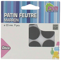 Patin feutre marron adhésif PVM Ø25mm x9 Patin feutre marron adhésif PVM - Diam. 25 mm - Par 9