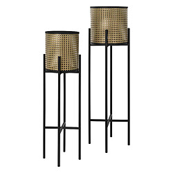 ML-Design 2x Support de plantes noir/or en acier h: 80,5 et 90 cm pot de fleurs décoratif