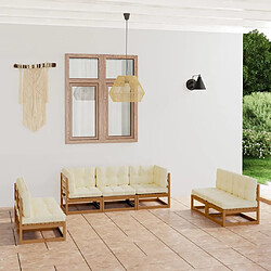 Maison Chic Ensemble Tables et chaises d'extérieur 7pcs avec coussins,Salon de jardin Bois de pin massif -GKD419343