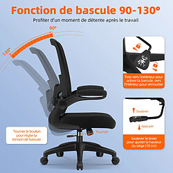 Avis Chaise de Bureau Lexzurn Hauteur Réglable, Lombaire Rembourré, Accoudoirs Pliables, Charge 130 Kg