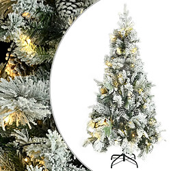 vidaXL Sapin de Noël pré-éclairé avec neige floquée/cônes 225cm PVC/PE 