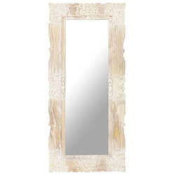 vidaXL Miroir Blanc 110x50 cm Bois de manguier massif