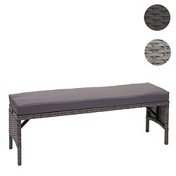 Mendler Banc en polyrotin HWC-G16, banquette de jardin, gastronomie, 112cm ~ gris, coussin gris foncé 