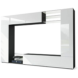 Mpc Combinaison Murale , Corps En Noir Mat/façades En Blanc Haute Brillanc + LED Bleu 183 X 262 X 39