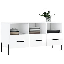 Avis Maison Chic Meuble TV scandinave - Banc TV pour salon Blanc brillant 102x36x50 cm Bois d'ingénierie -MN96483