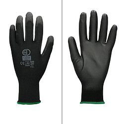 ECD Germany 48 Paires de Gants de Travail en PU - Taille 11-XXL - Couleur Noir - Élastique - Protection Usages Multiples - pour Mécanicien Constructeurs Travail de Jardin Bricolage Activités Montage