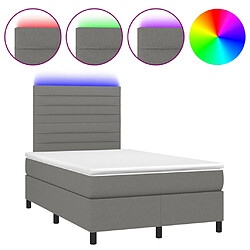 vidaXL Sommier à lattes de lit et matelas et LED Gris foncé 120x200 cm