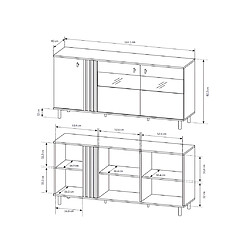 Vente-Unique Buffet 3 portes avec LEDs en MDF et métal - Naturel et noir - SABIA pas cher